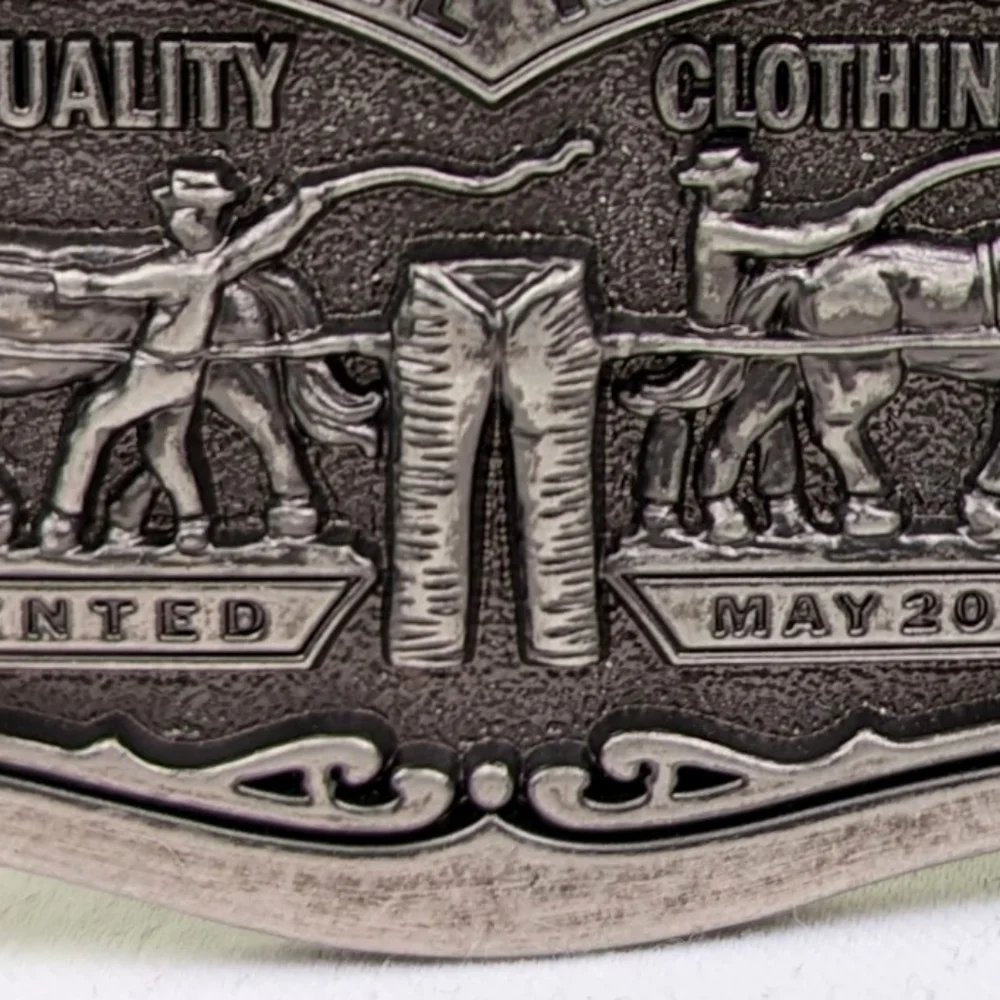 Levi's Pewter Belt Buckle Limited Edition Two Horse Vintage Unisex 3.5